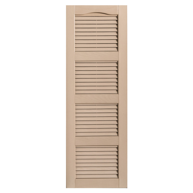 Cathedral Top Four-style Open Louvre Shutters Pair, 12", 40", Sandstone