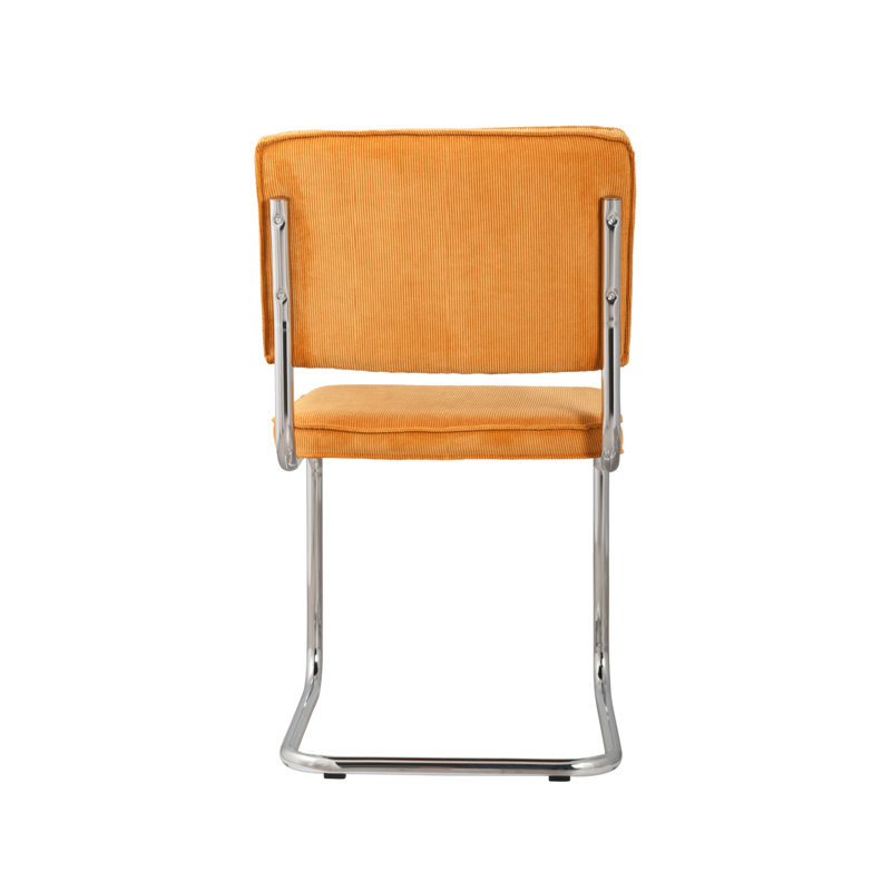Chaise en porte-à-faux rembourrée en tissu, Jaune