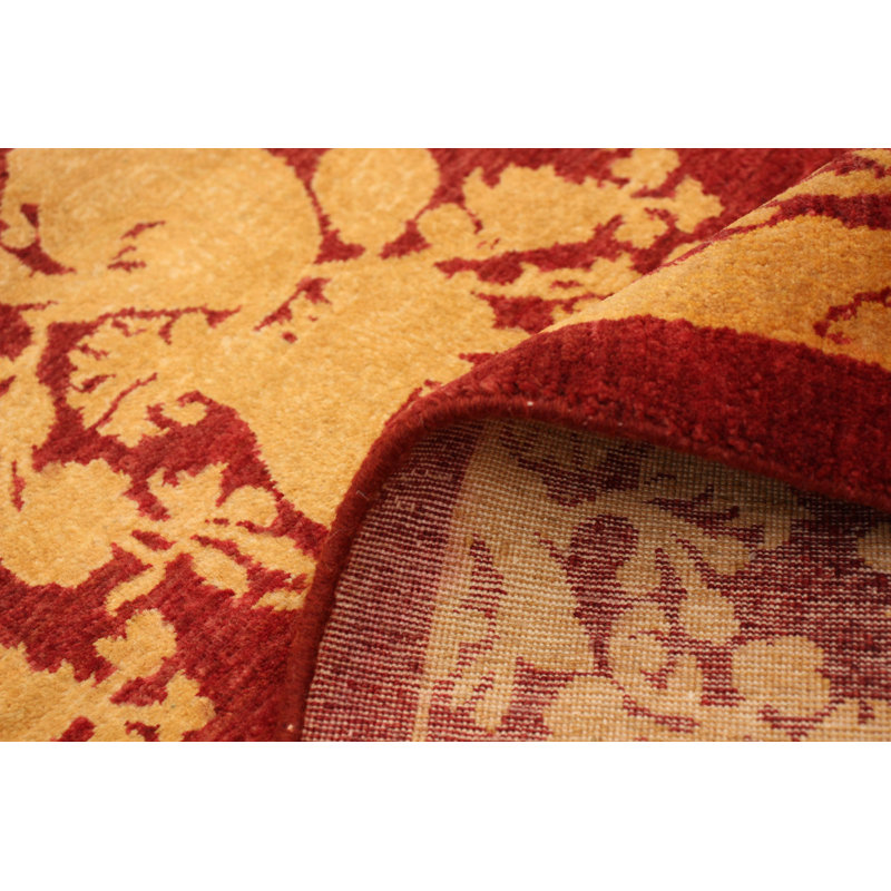 Tapis unique en laine noué à la main de style persan bourgogne / beige 5 pi x 7 pi 9 po Nouvel Âge