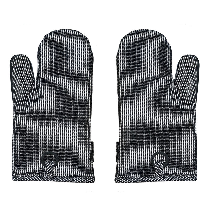 Gants de cuisine noirs avec doublure matelassée et épaisse résistante à la chaleur avec néoprène