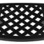 Ensemble de 6 chaises de jardin en aluminium moulé, structure noire et coussins rouges, design traditionnel avec motifs de pétales, revêtement haute température, assise large et épaisse confortable, empilables.