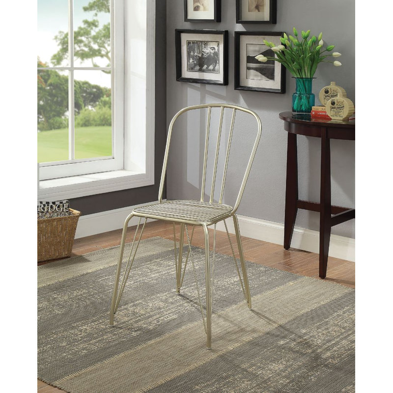 15.3'' H Upholstered Side Chair, Glossy Champagne