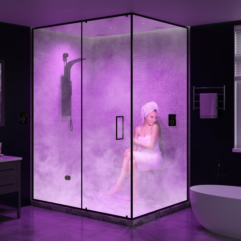 Générateur de bain de vapeur Royal Series 7,5KW avec vapeur continue, tampons tactiles doubles, filtre et autodrain, Noir mat