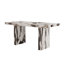 Ensemble de salle à manger à hauteur de comptoir 5 pièces Cavira avec table en faux marbre et chaises rembourrées, gris