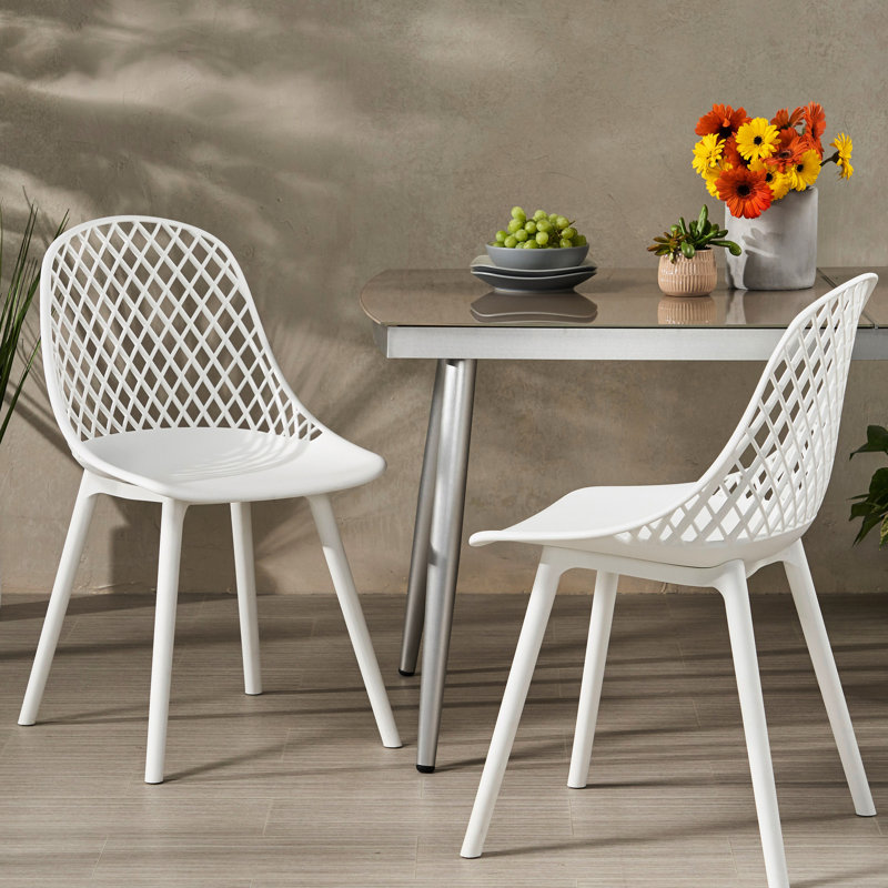 Stable Frame Outdoor Chairs - White Polypropylene, Weather-, Diamond Mesh Design In Polypropylene Stable,, White