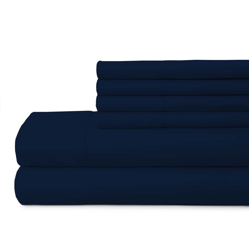 6-Piece Premium Deep Pockets Microfiber Sheet Set, Full, Navy