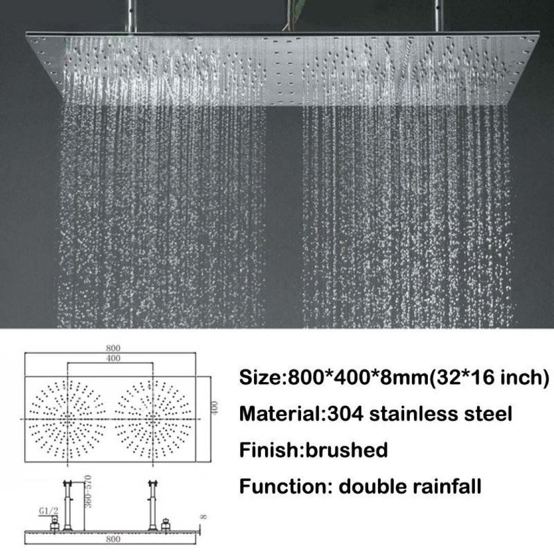 Juno Showers Juno 16" * 32" Luxury Dual LED Dual Rain Shower Head ...