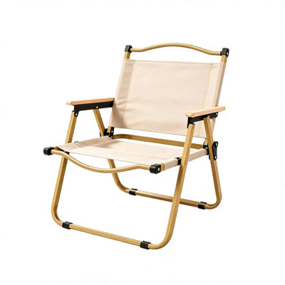 Foldable Camping Chair, 54*47.5*62cm Large Aluminum Frame 600D Black Oxford Fabric for Outdoor Activities Portable Chair for BBQ Camping -Black