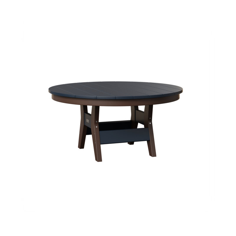Harbor Outdoor Round Coffee Table, Navy Blue, Chocolate Brown