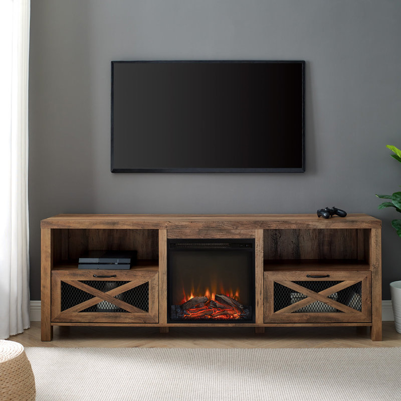Tansey 70" Electric Fireplace Media Console, Chêne rustique