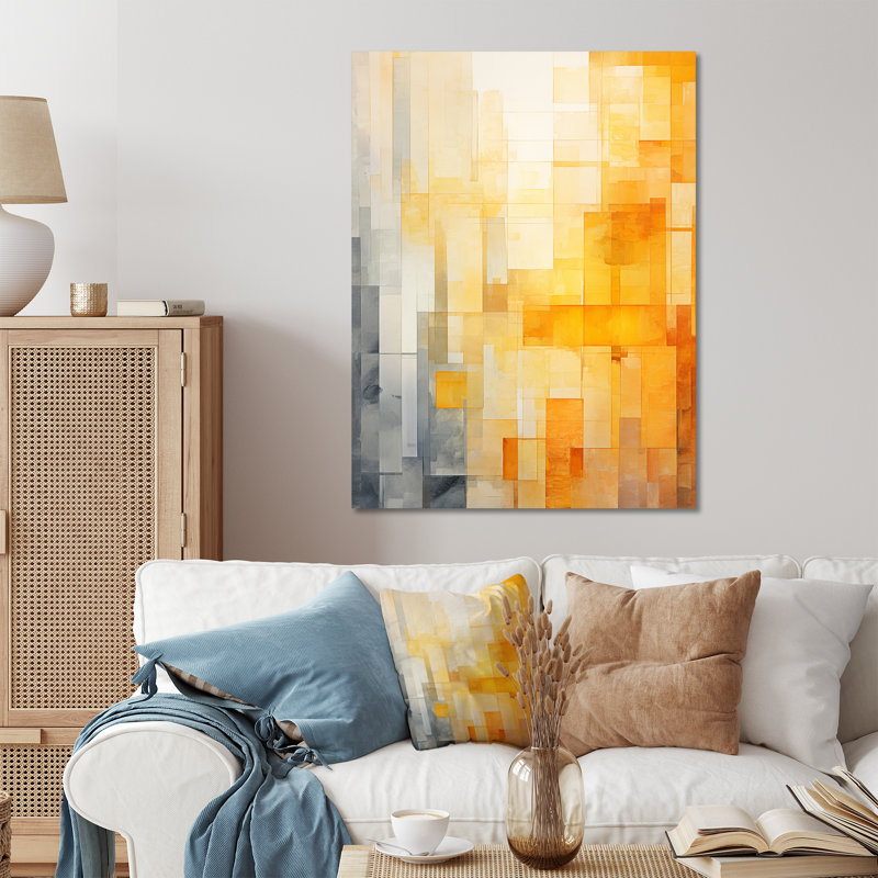 Panneau solaire jaune, collage de lumière du soleil III - Collages abstraits, art mural en métal, H 20 po x l 12 po x P 1 po