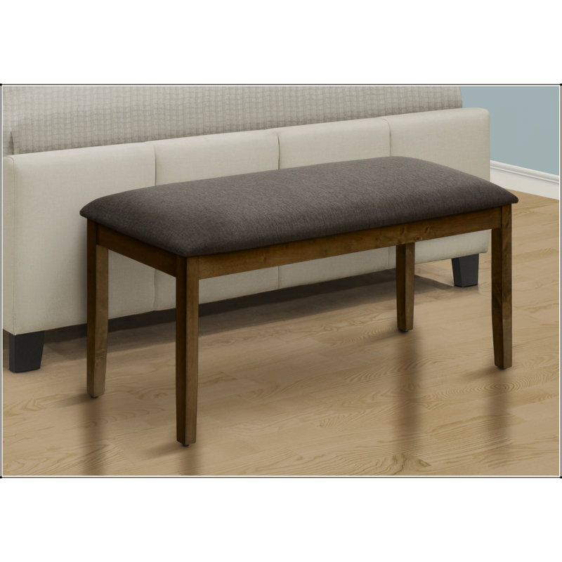 Bench, 44" Rectangular, Upholstered, Wood, Dining Room, Kitchen, Entryway, Brown Solid Wood, Brown Fabric, Transitional
