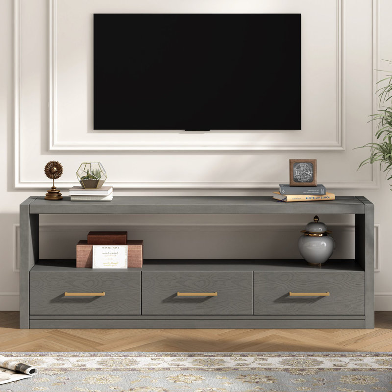 Zechariah Stylish Storage TV Stand, Gray