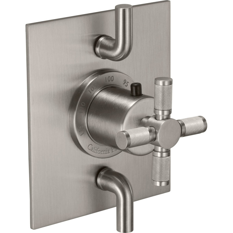 Descanso StyleTherm® 1/2" Trim Only with Dual Volume Control - Knurled Cross Handle, Antique Brass Flat