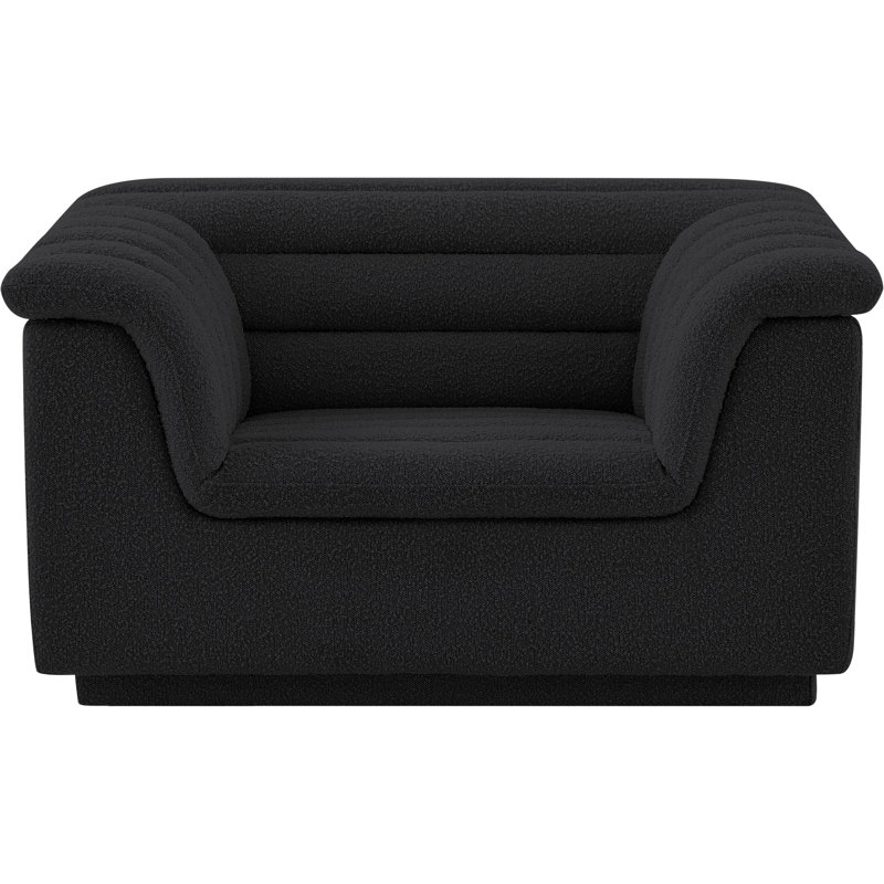 Honorio 50" W Boucle Fabric Chair, Black Boucle Fabric