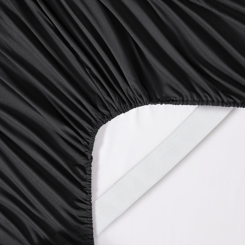 Draps de fond en microfibre brossée avec sangles en feuille intégrées, Noir, Drap-housse de taille très grand