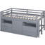 Lit mezzanine simple gris avec 4 tiroirs, armoire et étagère-740503583