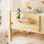 Lit superposé grand sur grand avec plateau pratique, lit superposé en bois massif avec tablettes de rangement et lattes améliorées, naturel clair-2112027363