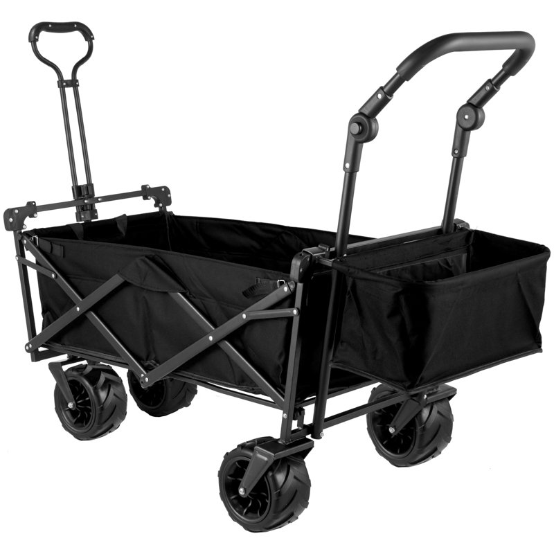 VEVOR Extra Large Collapsible Garden Cart with Removable Canopy, Black