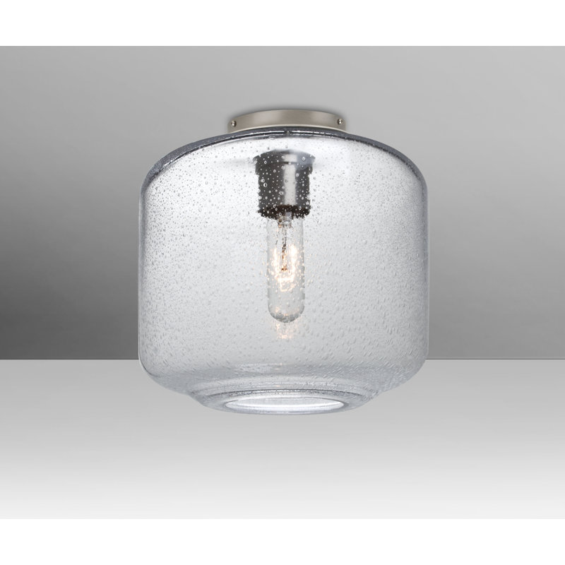 Spero Glass Semi Flush Mount, Satin Nickel, Clear