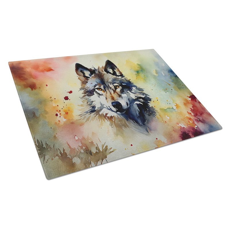 Wolves Wolf  Glass Cutting Board Large