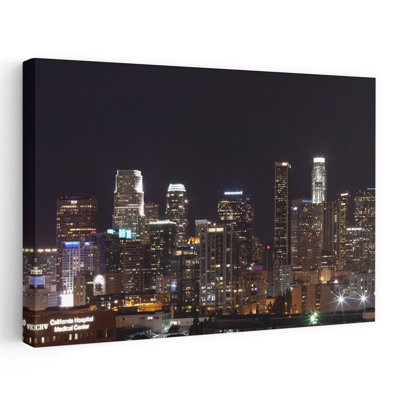 Buildings Lit Up At Night Los Angeles California Usa Abstract Modern Architecture City Art