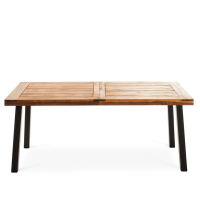 Lovely Modern Industrial Dining Table With Wood Plank Surface And Metal Base, Weather-, 69" H X 31.51" W 30.1" H, 59.76 Lb Chic Industrial Strong