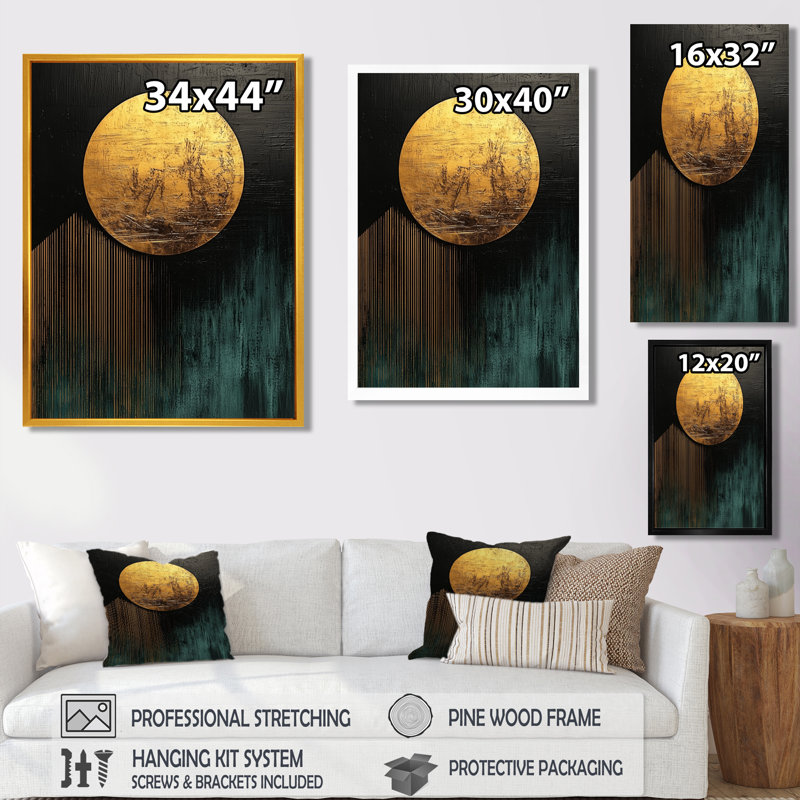 «Vallelunga Geometric Art Decor Essential Forms IV», art mural moderne pour le salon, Noir, Impression encadrée flottante