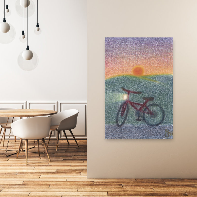 "Vélo au coucher du soleil", 48" H x 32" W
