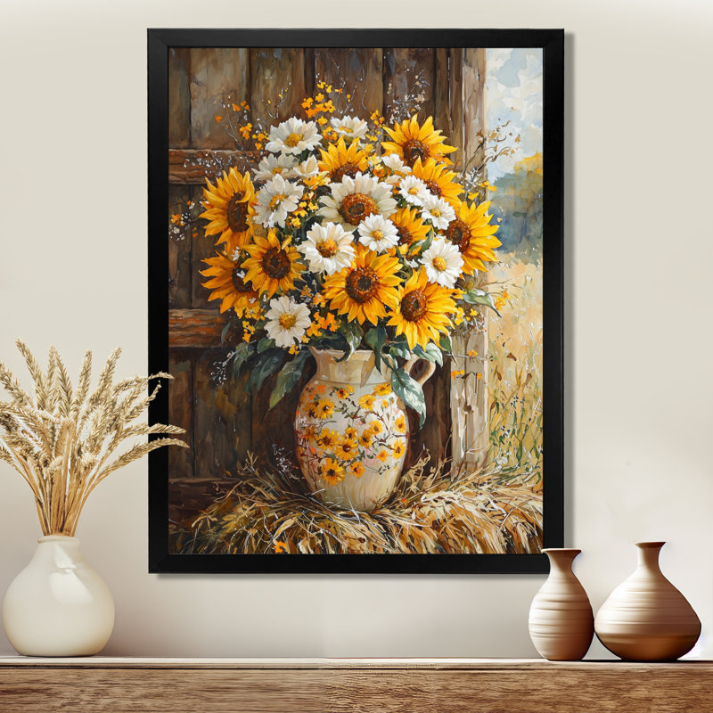 Donie - Floral Canvas Prints, Noir, H 20 po x l 12 po, Reproduction encadrée d'une seule photo
