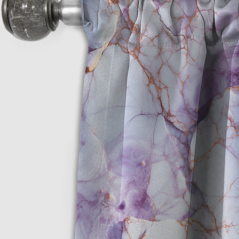 Cristal veiné or et mauve motif de marbre - Rideau occultant en marbre abstrait - 1 panneaux, 52" W x 95" L