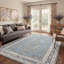 Tapis d'intérieur à motif floral brume / beige Amboy Verdant, lavable à la machine, avec envers antidérapant-129757299