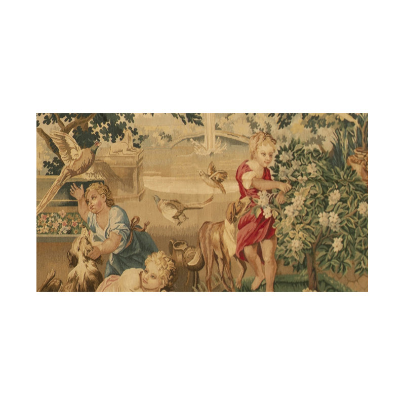 Hand-Knotted High-Quality Cream and Green Runner