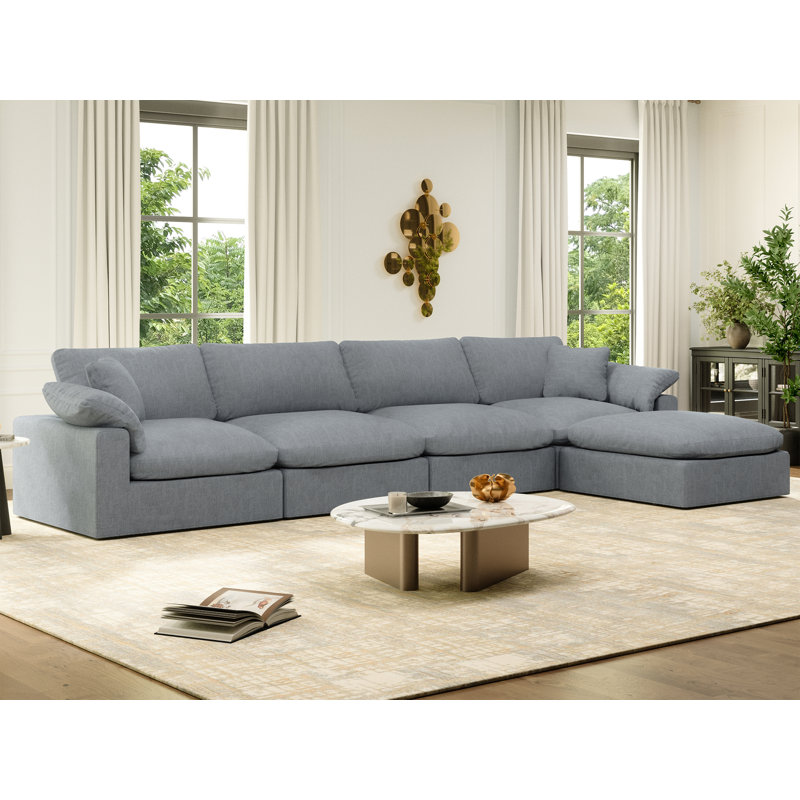 Canapé-lit modulaire Rawls, Gris, H 25,2 po x l 143 po x P 71,5 po, 5