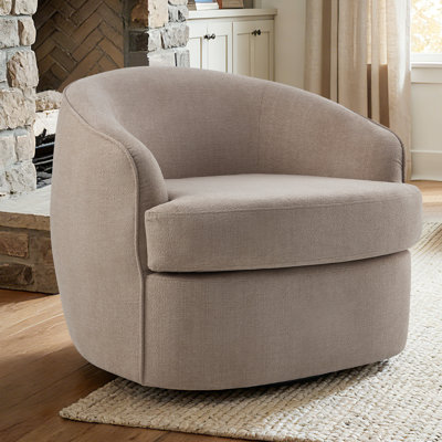 32.3" W Boucle Fabric Swivel Barrel Chair, Stain-Resistant Upholstered Accent Chair with 360° Rotation