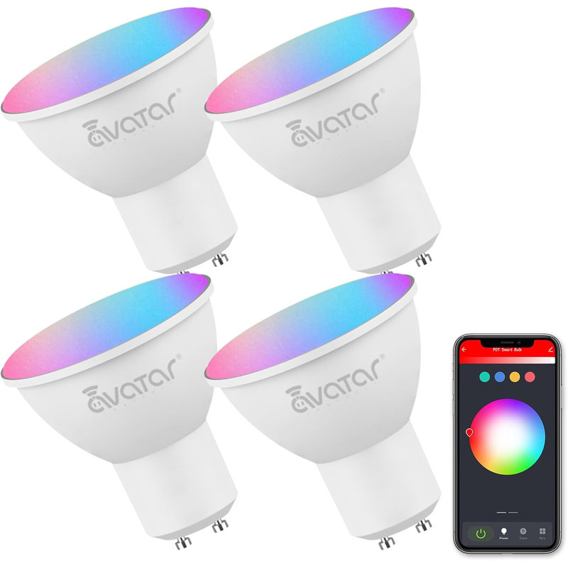GU10 Smart Light Bulbs 60W Equiv., Work with Alexa/Google Home/Smart Life, 500LM 5W RGBCW LED Light Bulbs, No Hub Required, 2.4G WiFi Bluetooth Bulb