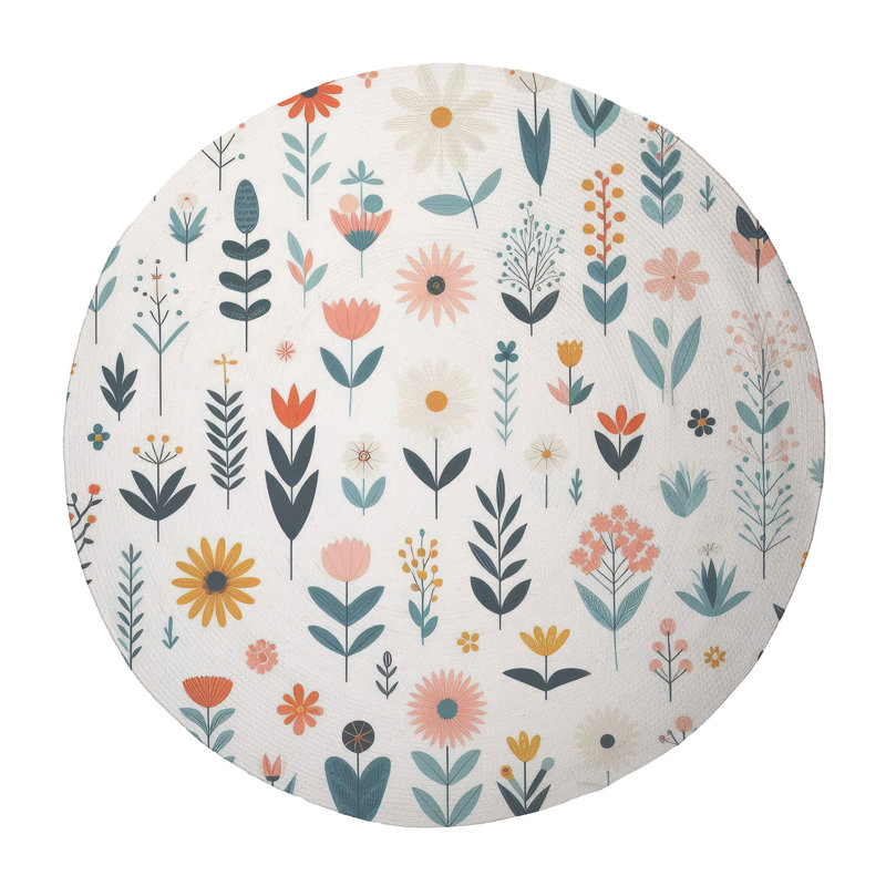 Tapis tressé Botanical Blooms, Rond 5 pi