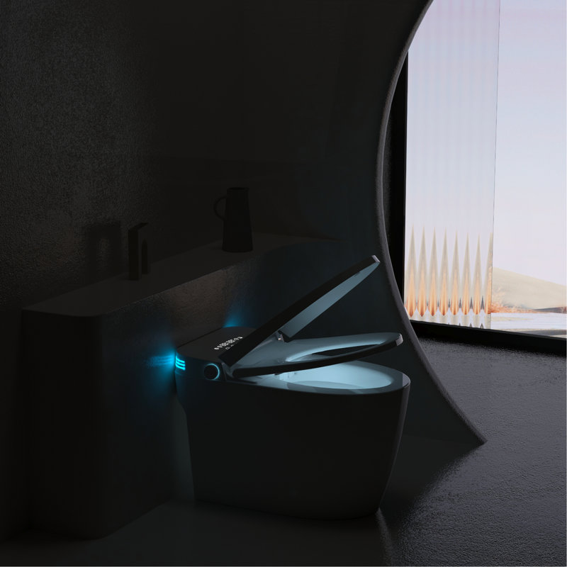 Toilette intelligente avec commande vocale et pare-bulles, Blanc