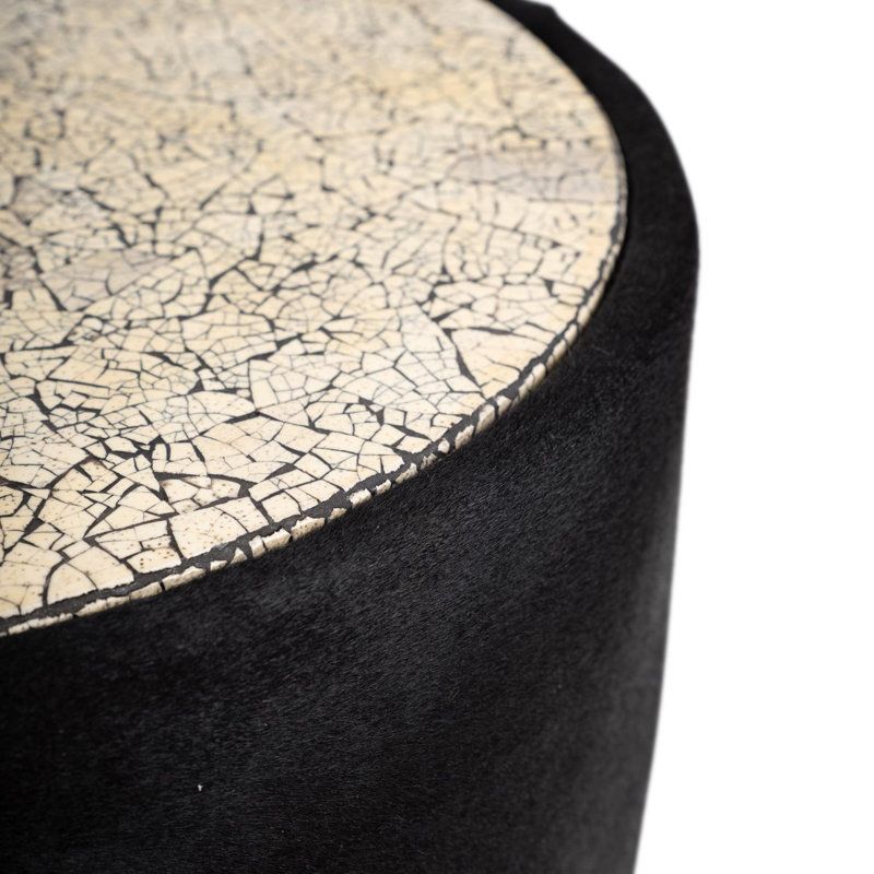 Egg Mosaic & Black Cow Hide End Table