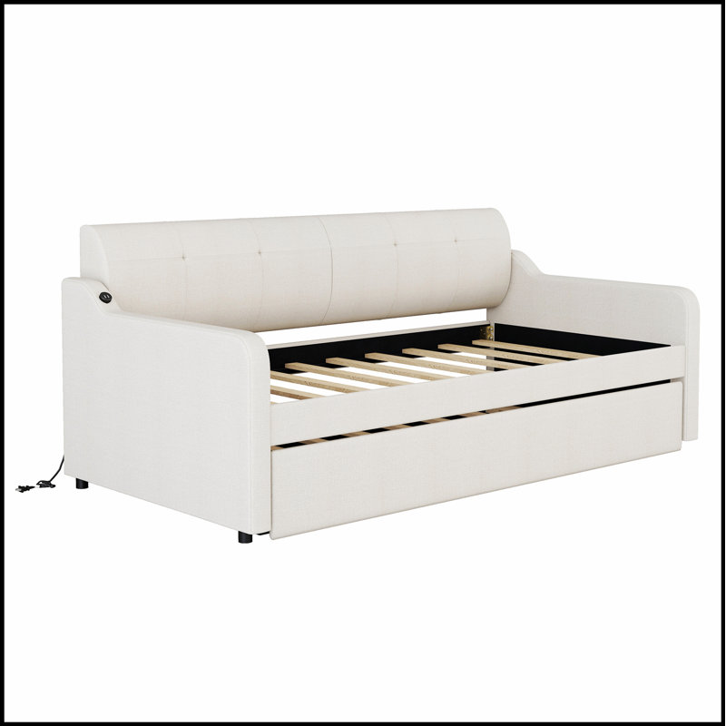 Upholstery Daybed with Trundle and USB Charging, Perfect for Modern Living and Guest Accommodation