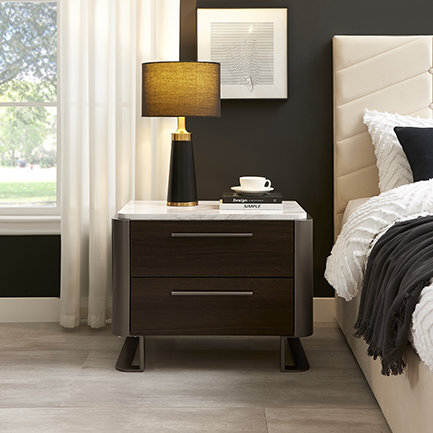 Demarkas 70cm W Solid + Manufactured Wood Bedside Table