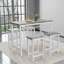 Ensemble de table de cuisine moderne cinq pièces avec quatre tabourets de bar, idéal pour les dîners de famille et les petites réunions, multifonctionnel pour divers espaces.