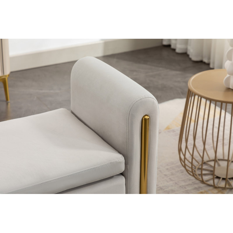 Banc de maquillage en velours, Gris clair