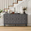 Buffet moderne géométrique sculpté avec tablettes réglables et armoire de rangement décorative en bois