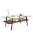 Rectangle Coffee Table, Tempered Glass Tabletop With Black Metal Legs, Modern Table For Living Room , Transparent Glass-1228386329-1228386333