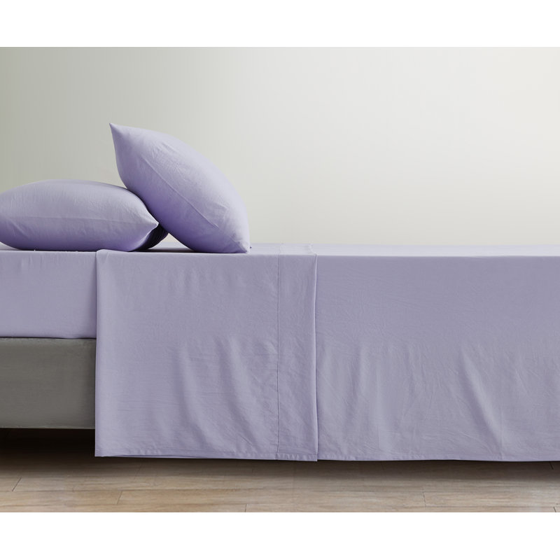 Washed Microfiber Bedding Microfiber Sheet Set, Cal.King Sheet Set + Fitted Sheet + 2 Pillowcases, Lavender