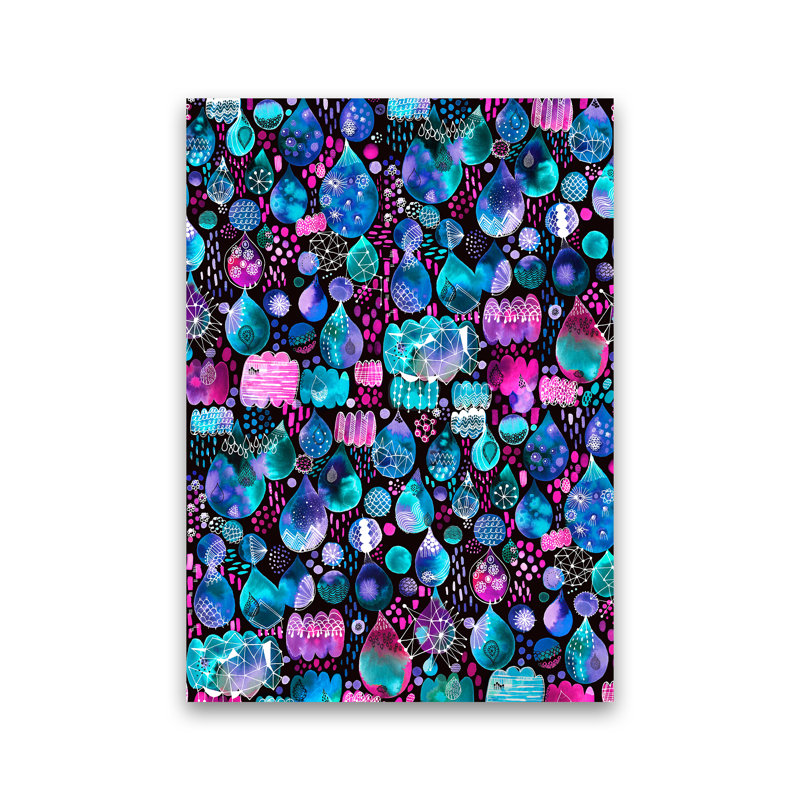 Rain Stitches Neon - Print, 84cm H x 60cm W x 1cm D, No Framed
