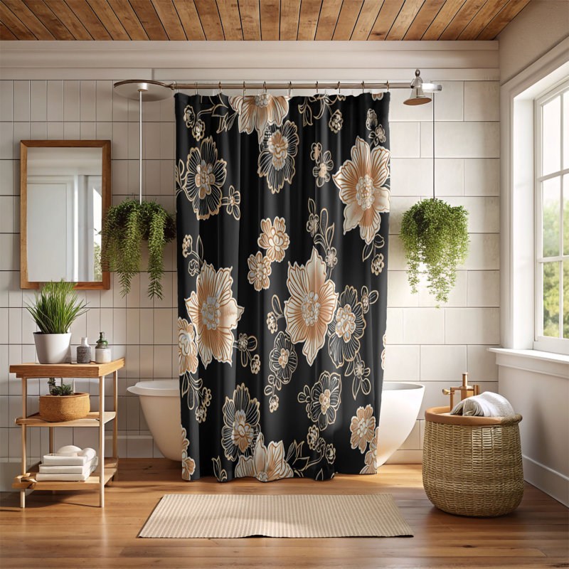 Fabric Blossoms - Rideau de douche Premium, H 74 po x l 71 po