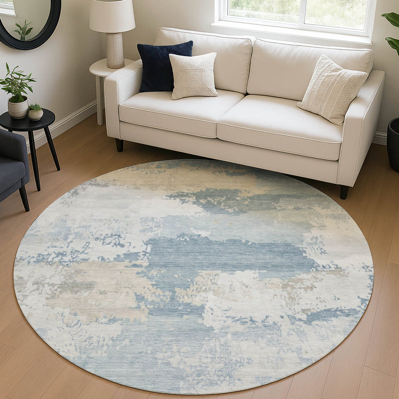 Machine Washable Indoor/Outdoor Kerwin ACN2372 Abstract Rug, Round 8'