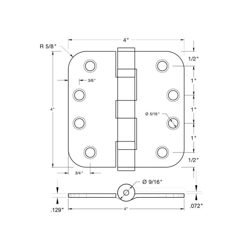 Steel Hinge, Paint Black, Steel